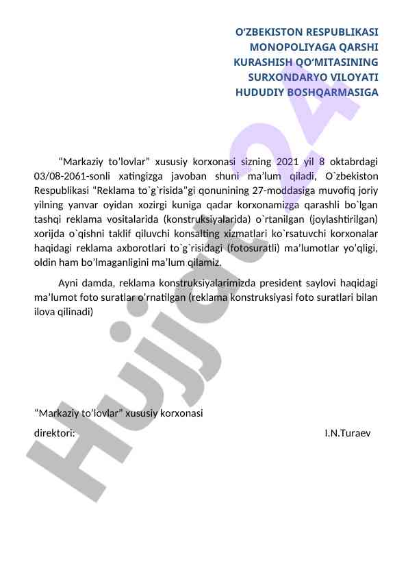Reklama xizmatlari bo'yicha ma'lumotlar