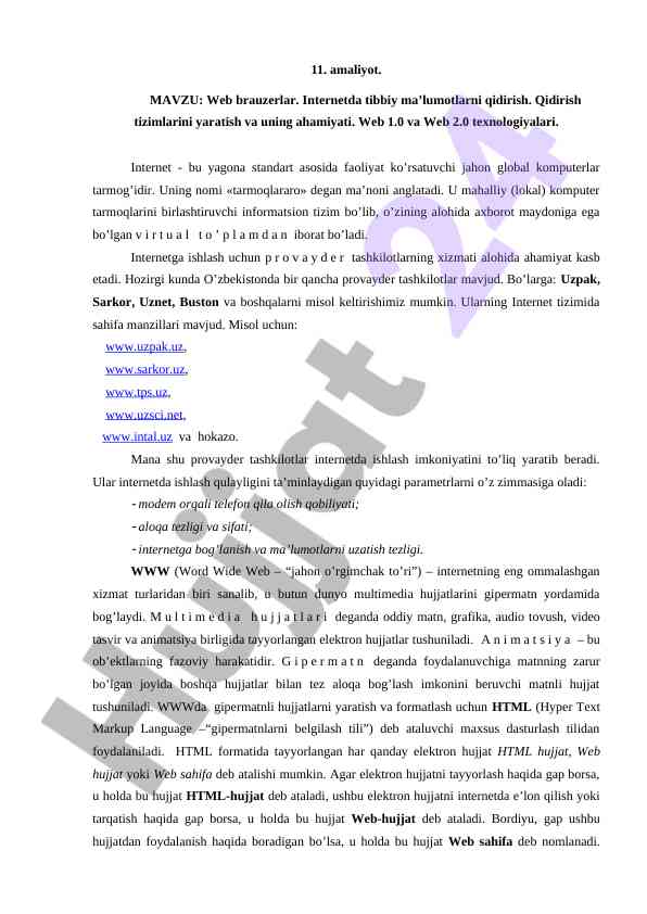 Web brauzerlar va internetda tibbiy ma'lumotlar