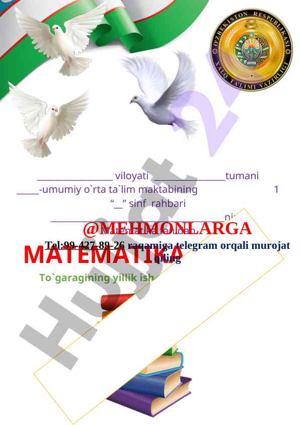 Matematika olami to‘garagining yillik ish rejasi