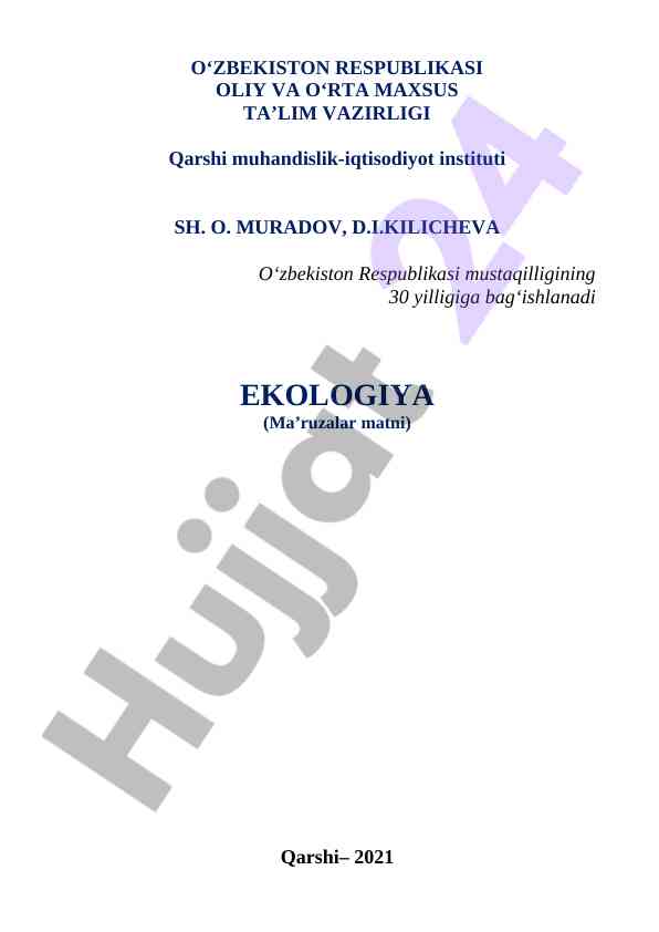 Ekologiya fanining asoslari va axborotlar