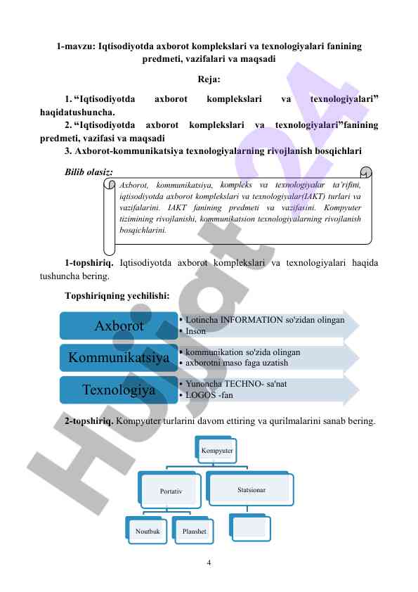 Iqtisodiyotda axborot texnologiyalari asoslari