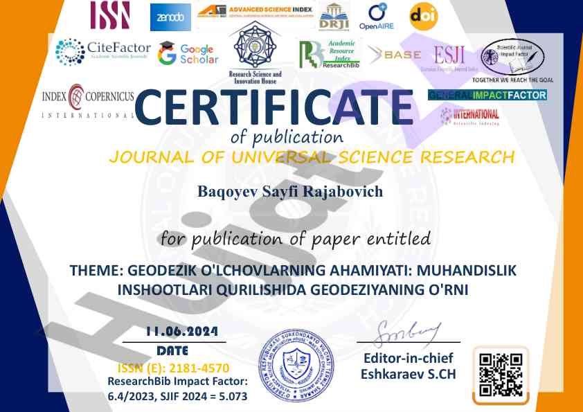Geodezik o'lchovlarning ahamiyati muhammad inshootlari