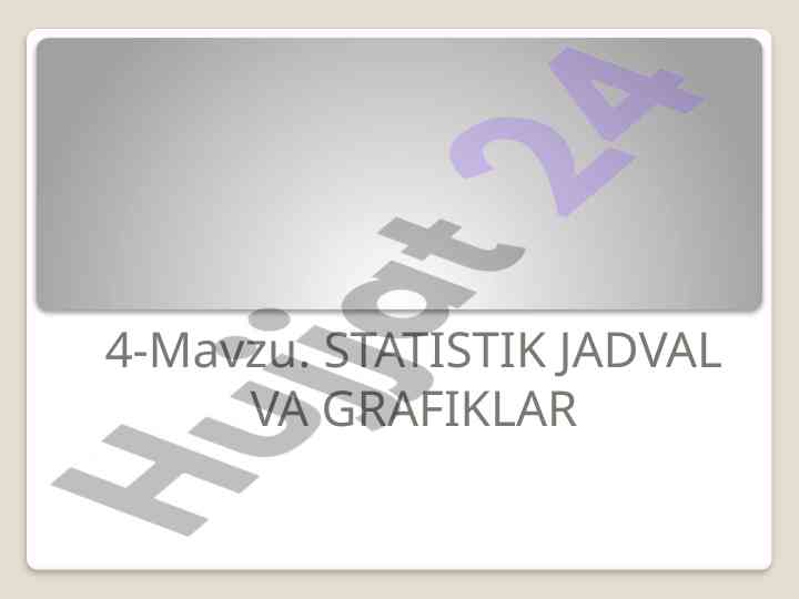 Statistik jadval va grafiklar turlari va ahamiyati