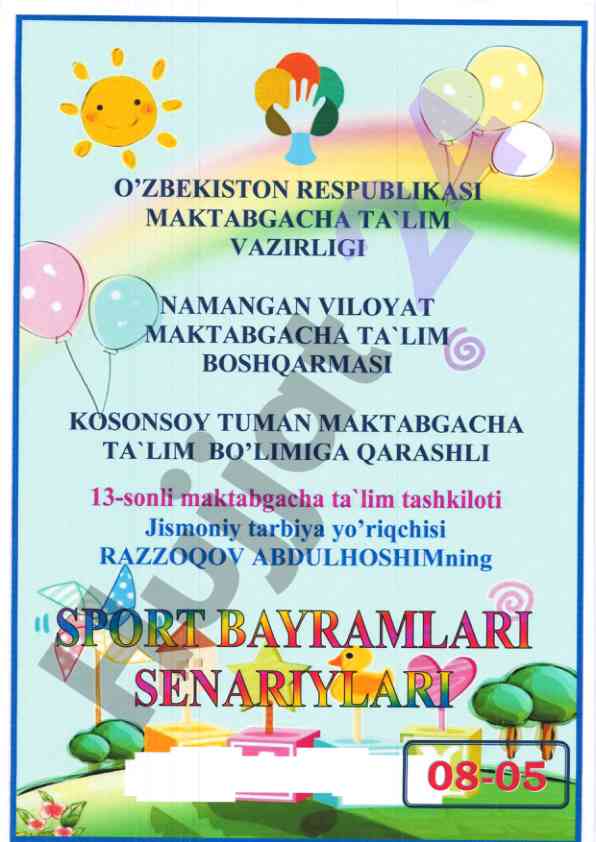 Jismoniy tarbiya yo'riqchisi maktabgacha ta'limda