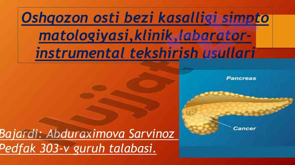Oshqozon osti bezi kasalligi simptomatologiyasi