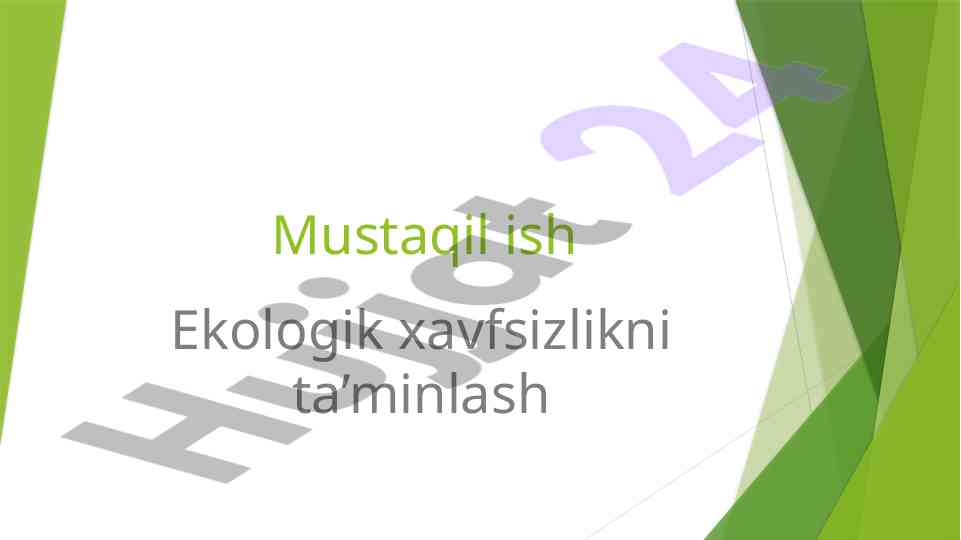 Ekologik xavfsizlikni ta'minlash bo'yicha texnik reglament