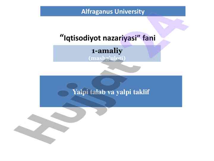 Yalpi talab va yalpi taklif fanining asoslari