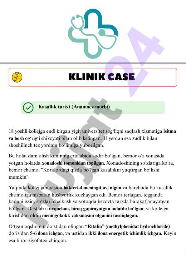 Klinik case bakterial meningit tarixi