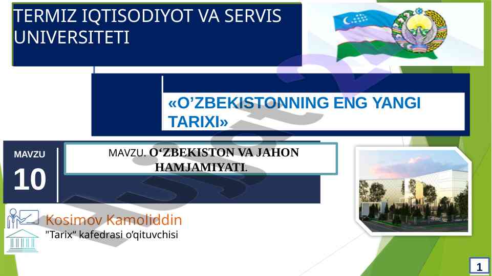 O‘zbekistonning eng yangi tarixi mavzusi