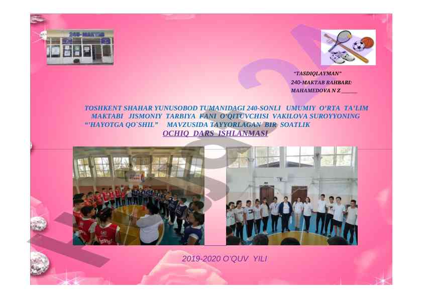 Hayotga qo'shil dars ishlanmasi 2019-2020