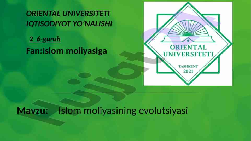 Islom moliyasining evolutsiyasi haqida tahlil