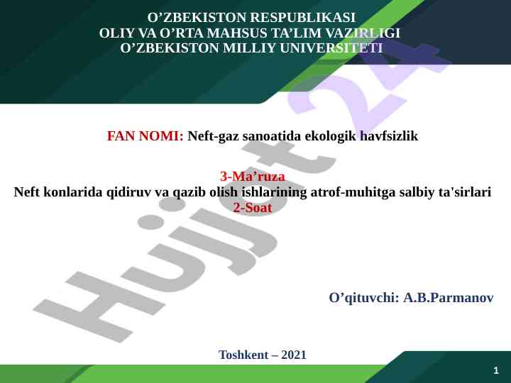Neft konlarida qidiruv va qazib olish ishlari