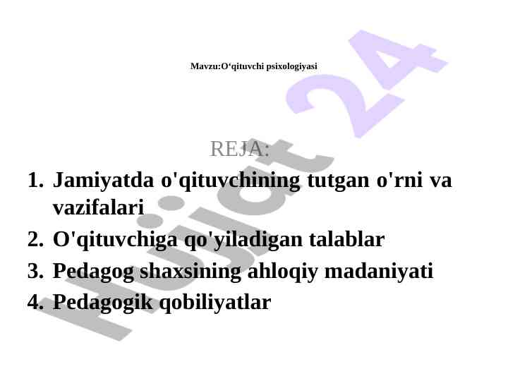 O‘qituvchi psixologiyasi va jamiyatdagi o‘rni