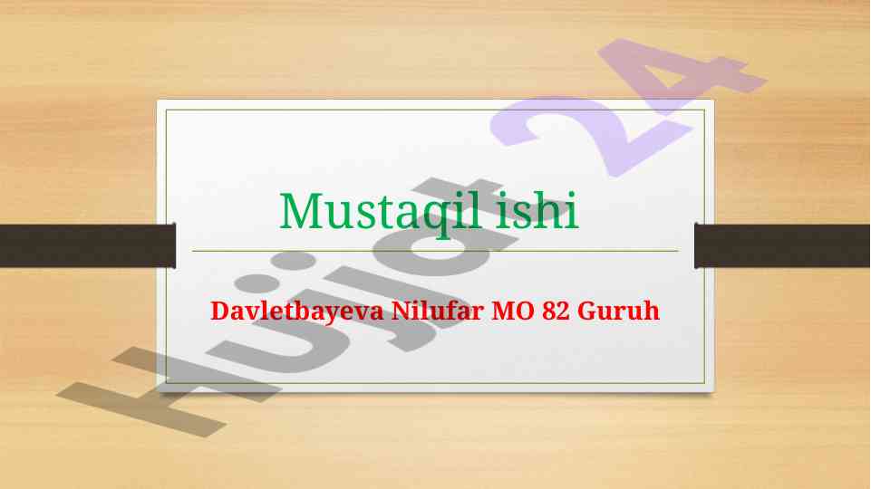 Xorijiy investitsiyalar haqida mustaqil ish