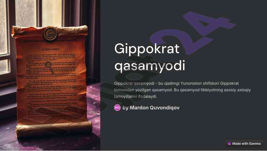 Gippokrat qasamyodi tibbiyotda ahamiyatga ega