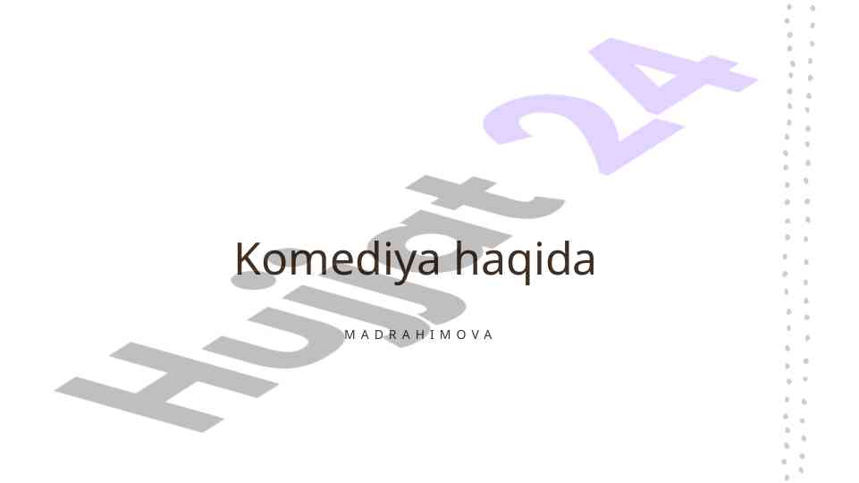 Komediya ta'rifi va turlari o'zbek adabiyotida