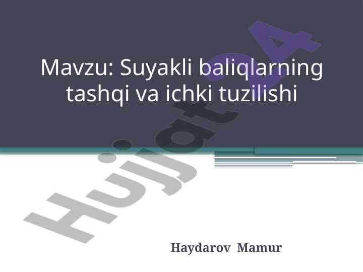 Suyakli baliqlarning tashqi va ichki tuzilishi