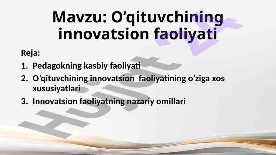 O'qituvchining innovatsion faoliyati tahlili