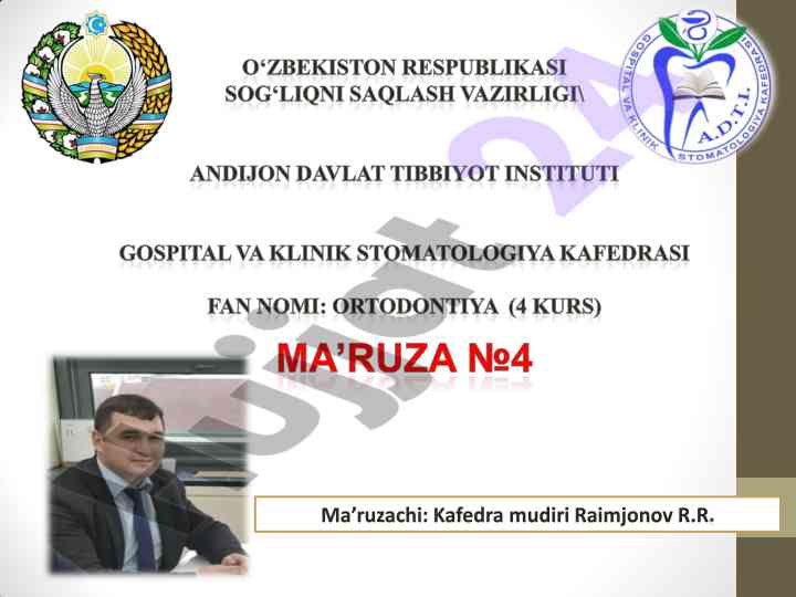 Ortodontiyada tekshirish usullari haqida ma'ruza