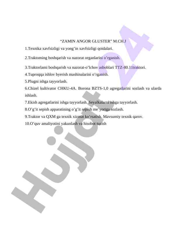 Traktor va texnika xavfsizligi bo‘yicha hisobot
