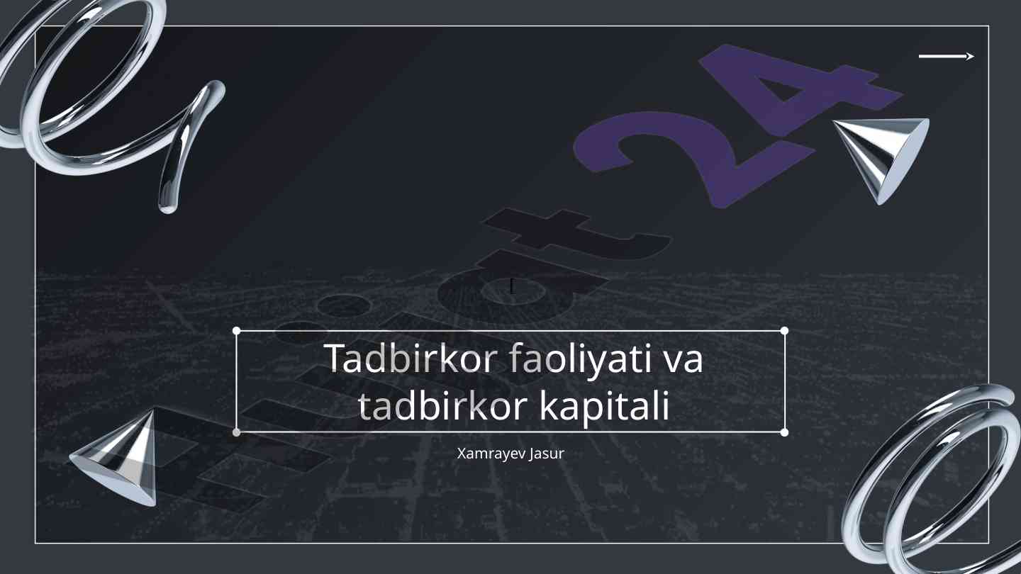 Tadbirkor faoliyati va tadbirkor kapitali