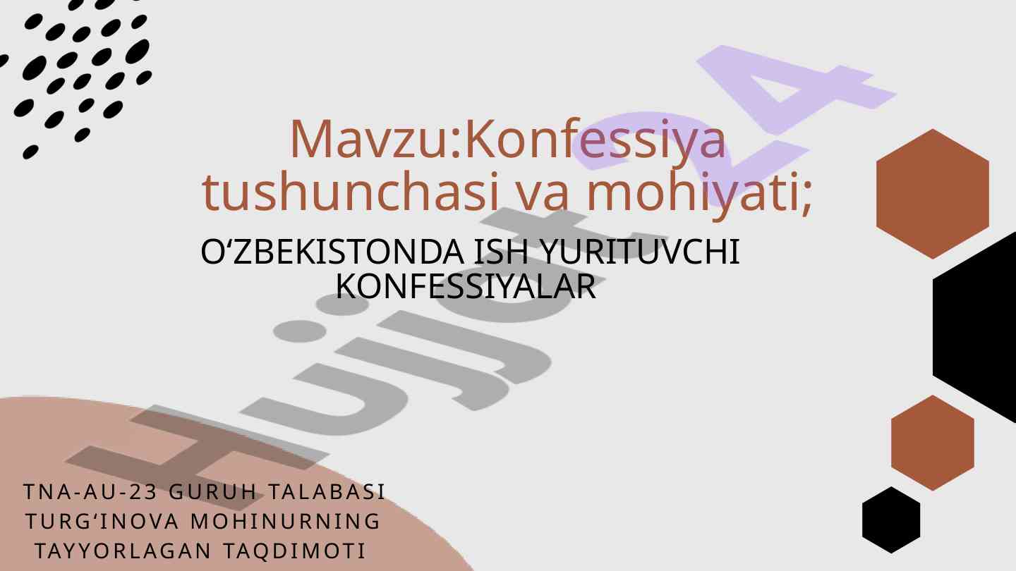 O'zbekistondagi konfessiyalar tushunchasi va mohiyati