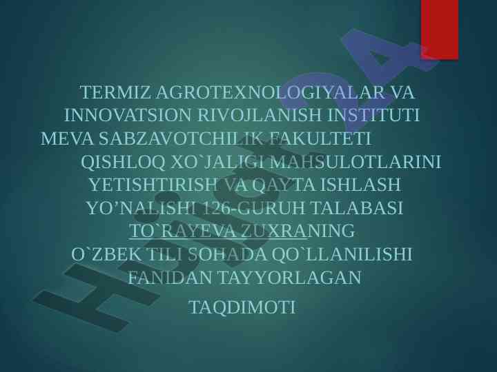 O‘zbekiston tili shivalari taqdimoti