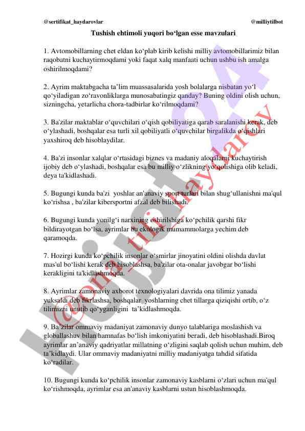 Yoshlar orasidagi zamonaviy masalalar