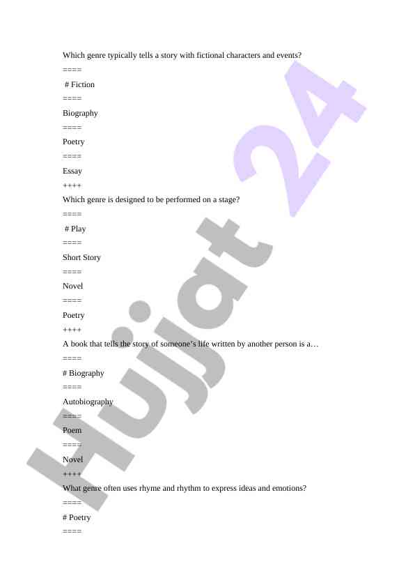 Genres and characteristics of literature types