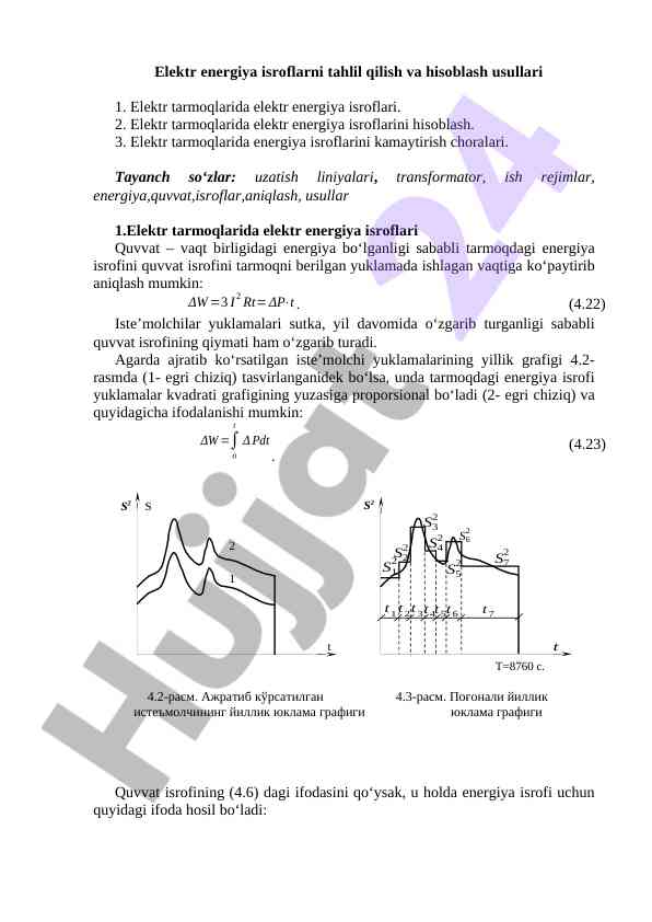 Elektr energiyasining isroflarini tahlil qilish usullari