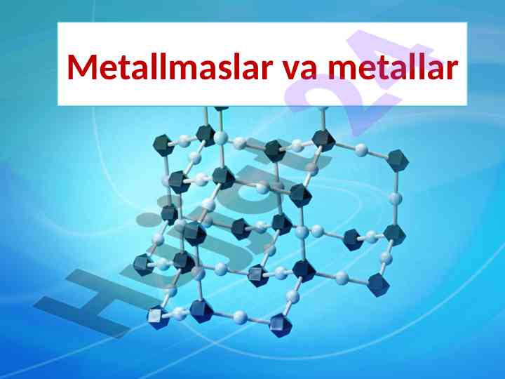Metallmaslar va metallar murakkab moddalarning tahlili