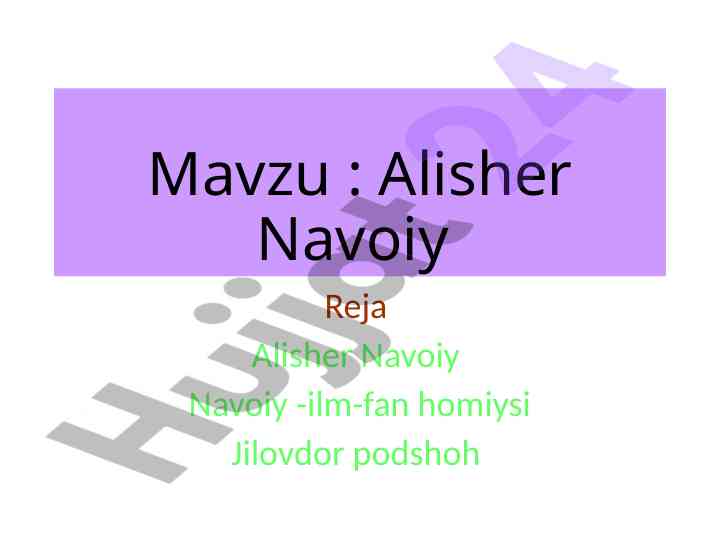 Alisher navoiy: o‘rta asrlar buyuk shaxs