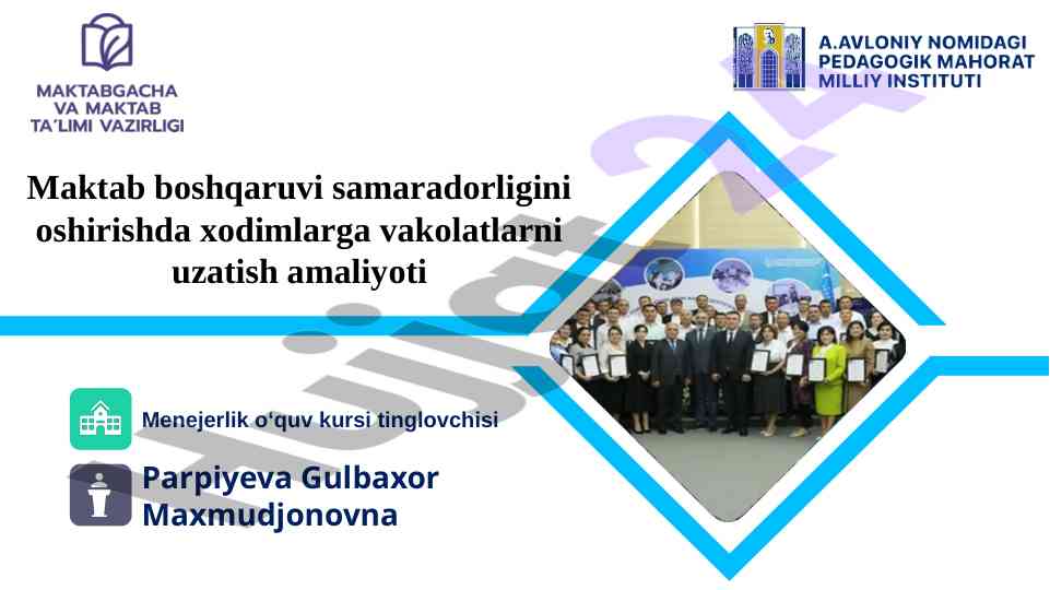 Maktab boshqaruvi samaradorligini oshirish amaliyoti