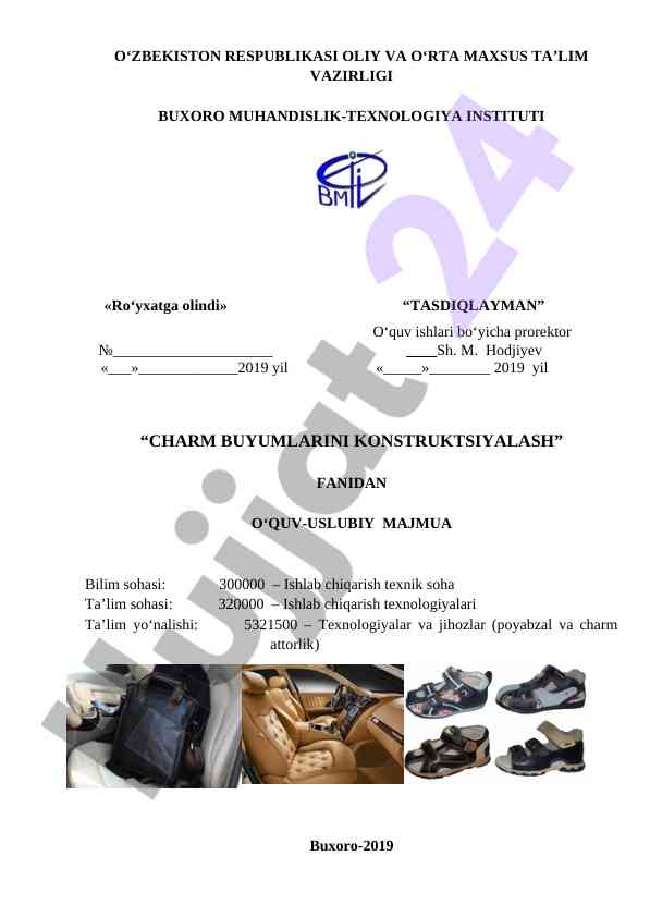 Charm buyumlarni konstruktsiyalash o‘quv-uslubiy majmua