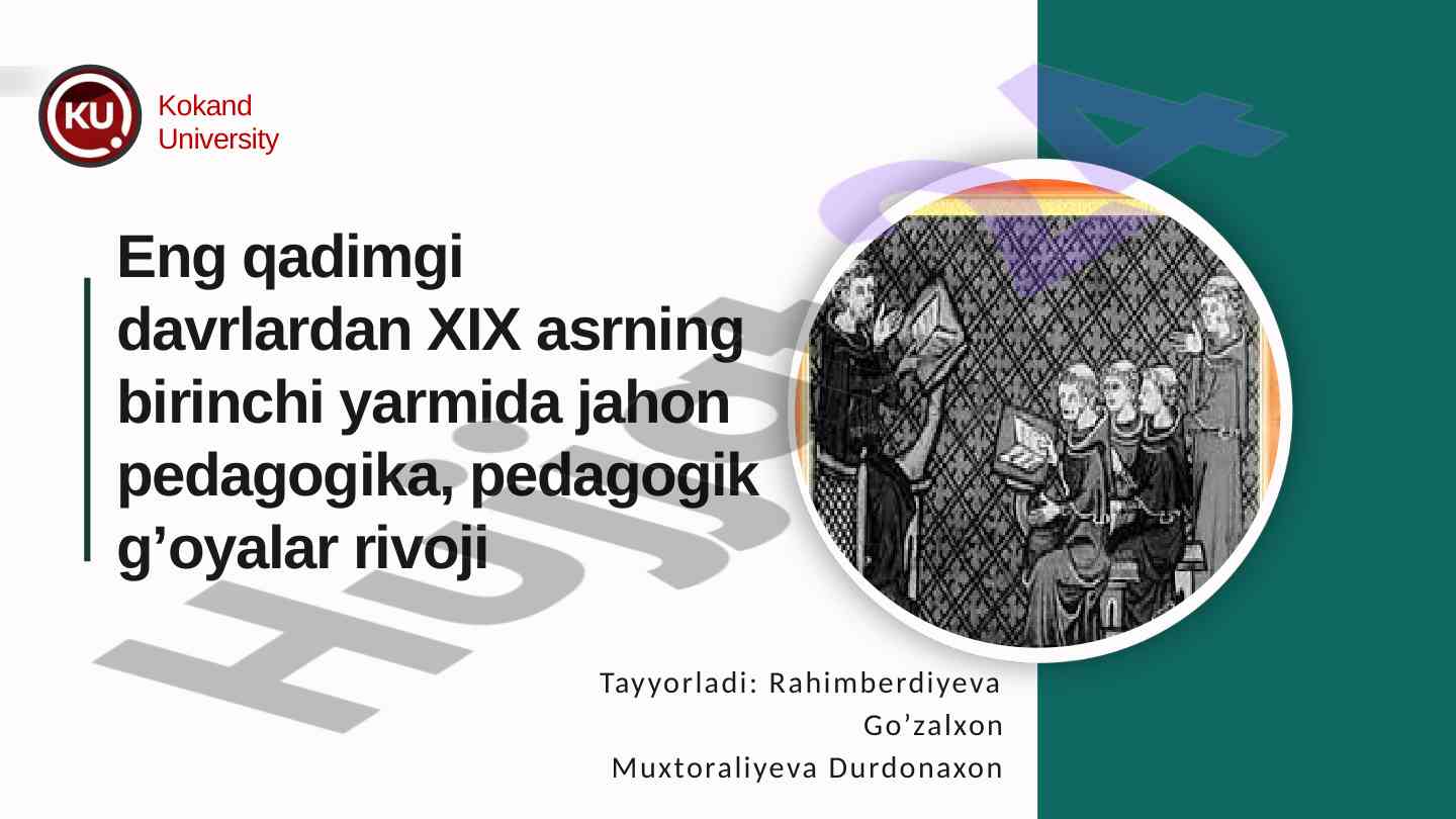 Pedagogik nazariyalar rivoji va hissalari