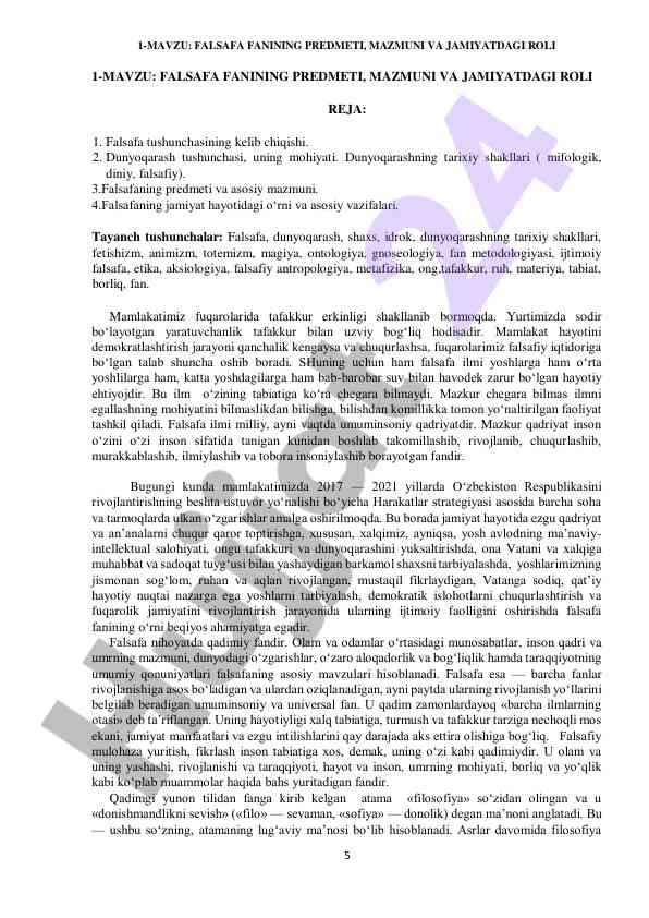 Falsafa fanining predmeti va jamiyatdagi roli