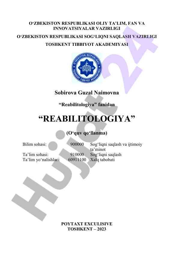 Reabilitologiya fanidan o‘quv qo‘llanma