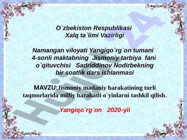 Jismoniy madaniy harakatlarda milliy o'yinlar