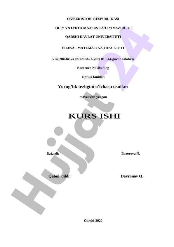 Yorug'lik Tezligini O'lchash Usullari