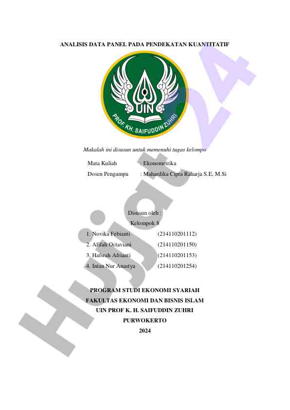 Analisis data panel pada pendekatan kuantitatif