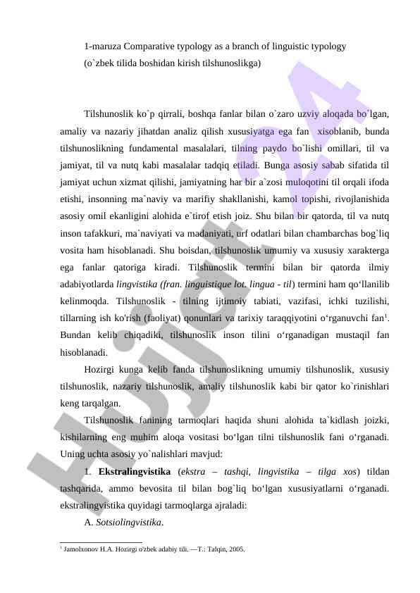 Tilshunoslikning asosiy masalalari tahlili