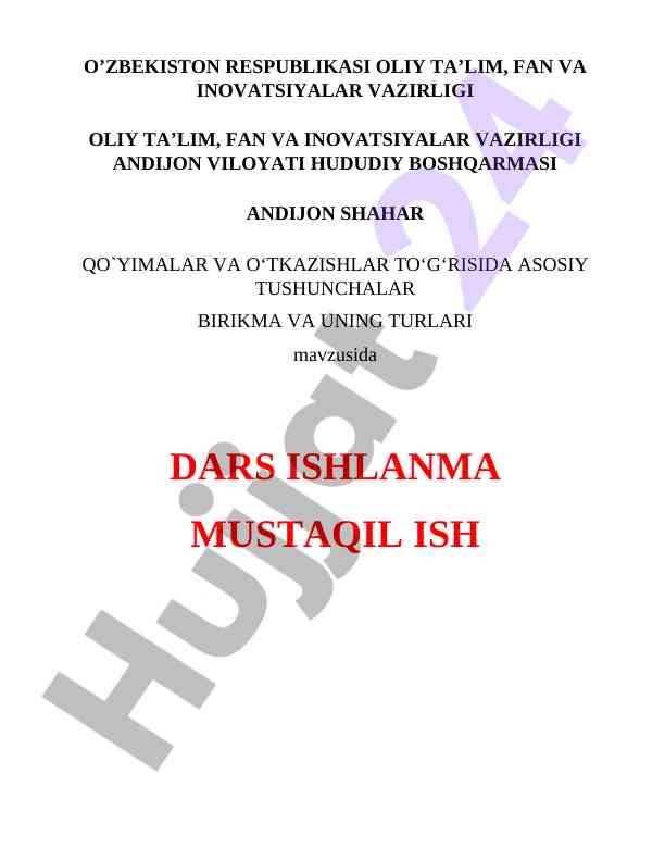 Asosiy tushunchalar birikma va uning turlari