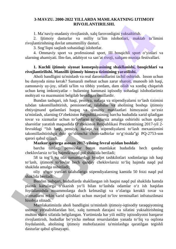 Ijtimoiy rivojlanish va ta’lim islohotlari 2000-2022