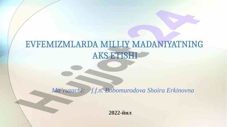 Evfemizmlarda milliy madaniyatning aks etishi