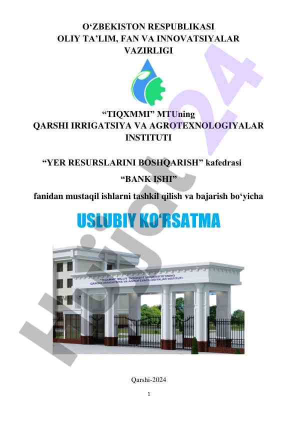 Mustaqil ishlarni tashkil qilish uslubiy ko‘rsatma