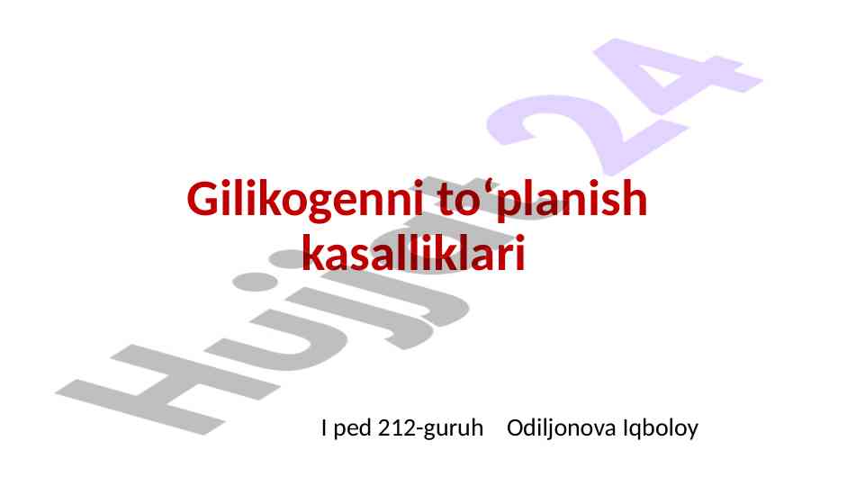 Gilikogenni toʻplanish kasalliklari tahlili