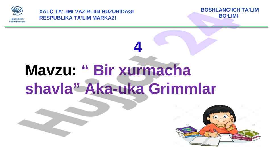 Bir xurmacha shavla ertagiga oid dars ishlanmasi