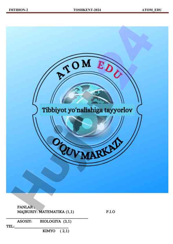 Matematika va biologiya imtihon savollari