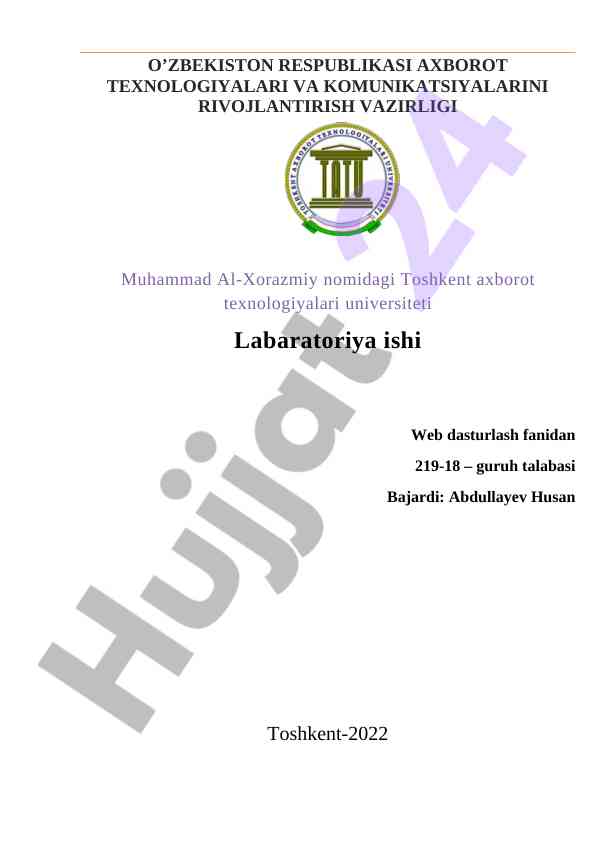 Web dasturlash fanidan laboratoriya ishlari