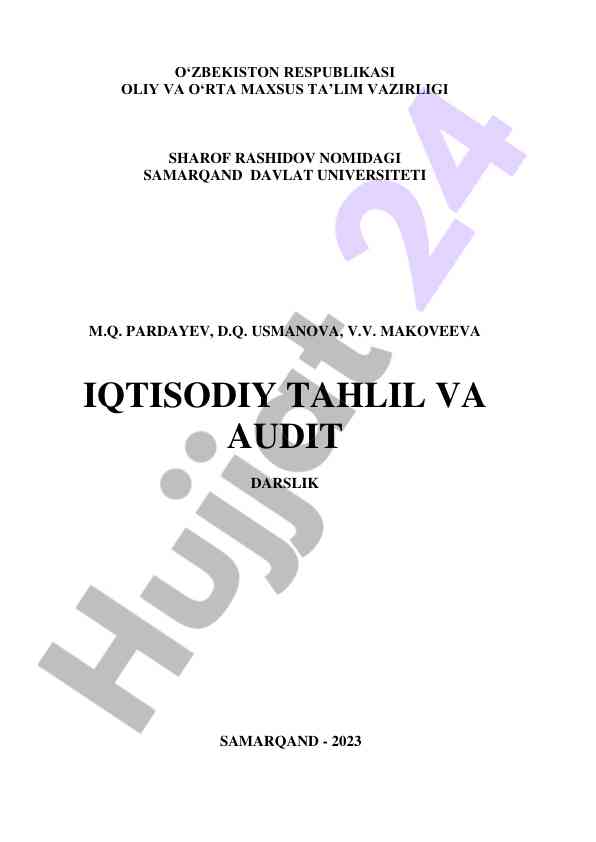 Iqtisodiy tahlil va audit darslik